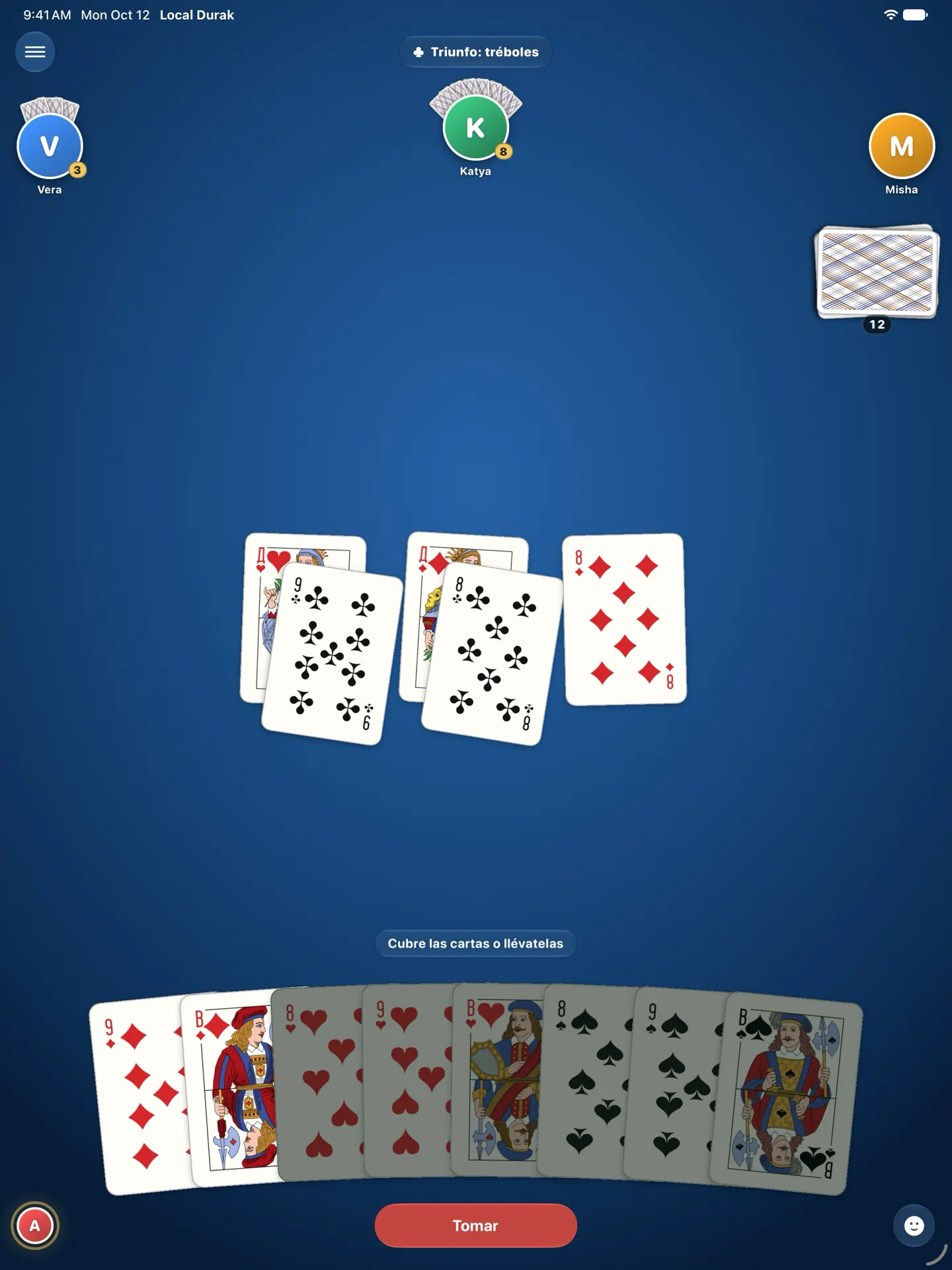Local Durak en iPad: toda la mesa, con tres ataques por cubrir